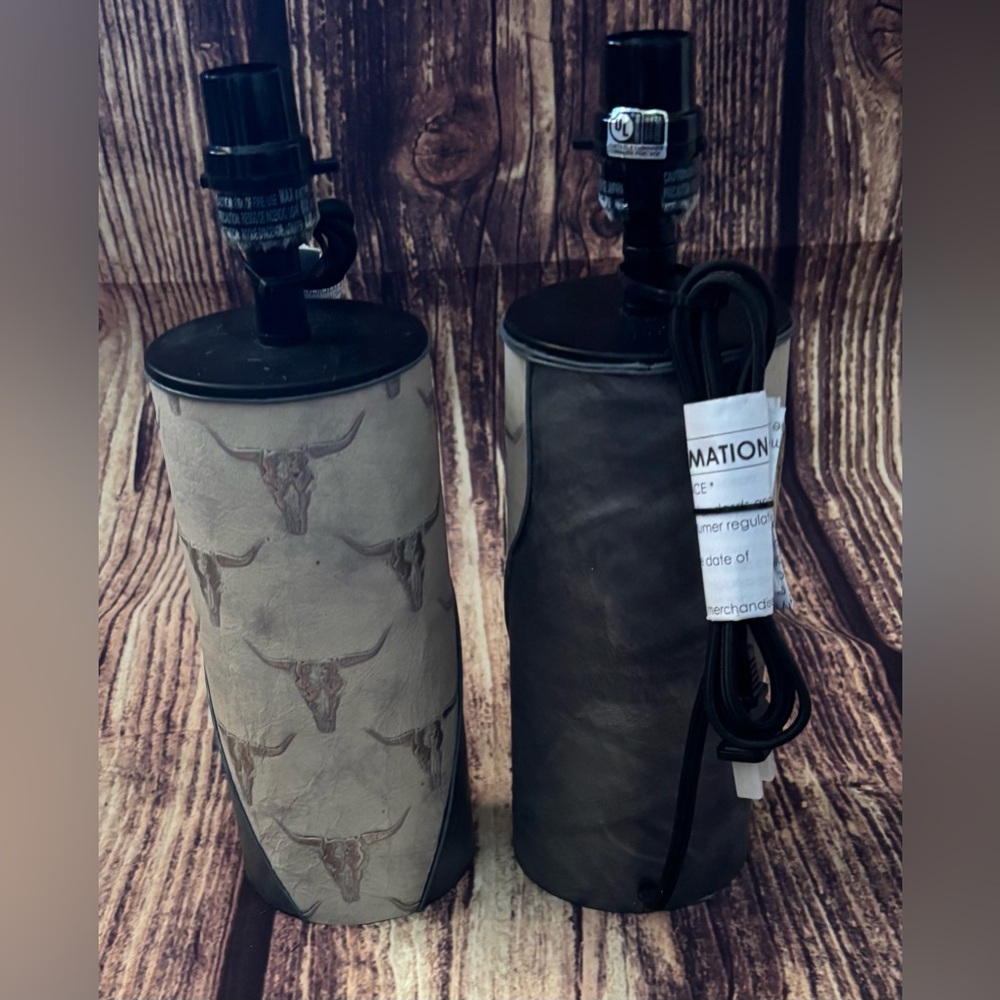 Western Themed Leather Lamp Set